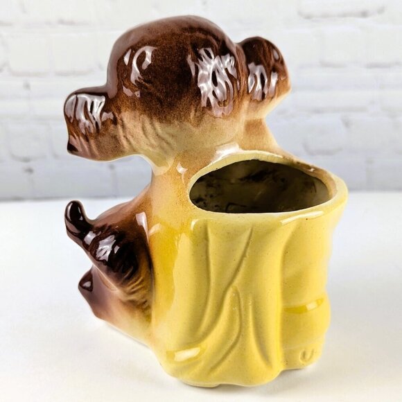 Vintage 50s/60s Brown Puppy Dog Ceramic Planter - Picture 4 of 9